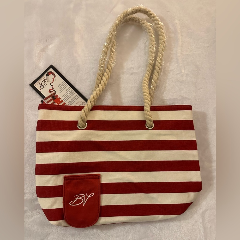 Porto Vino wine tote. Red, white stripe. - Picture 2 of 6